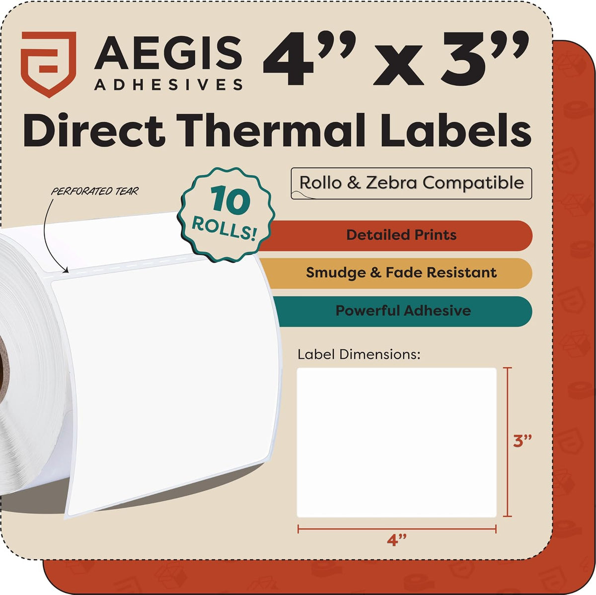 4" X 3" Direct Thermal Labels (5000 Count, 10 Rolls) - Image 2