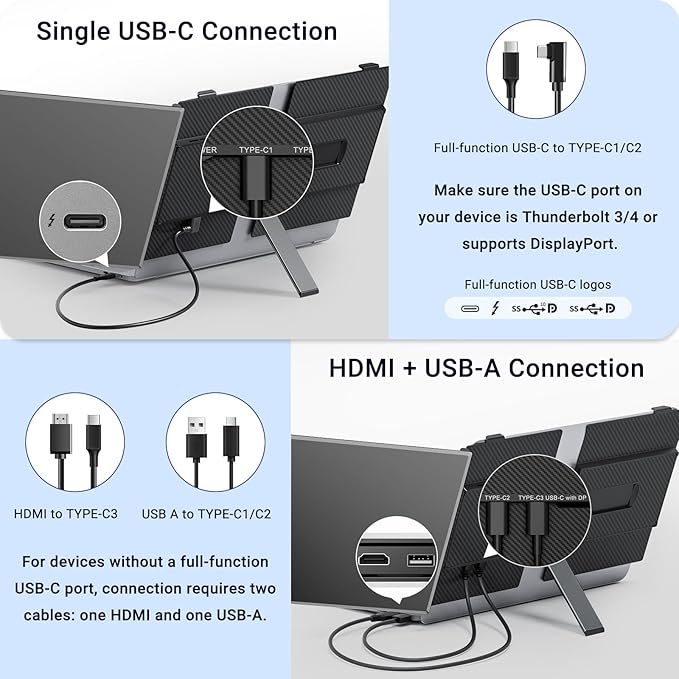Laptop Screen Extender, 14" FHD 1080P Laptop Monitor Extender, Ultra-Thin Portable Monitor for Laptop with USB-C/HDMI Port, Plug & Play for Windows/Mac/Android/Switch/PS5/Chrome - Image 5