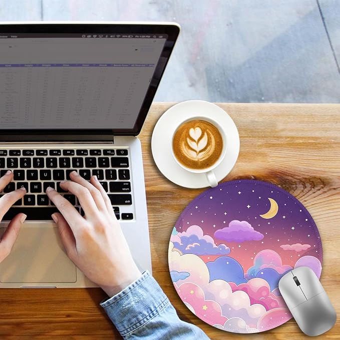 Funny Cute Work Mouse Pad, Small Round Mousepad for Desk, Laptop | Mini Travel Wireless Mice Pad for Computer, Office Accessories, Coworker Gifts, 8.6 x 8.6 inch - Image 3