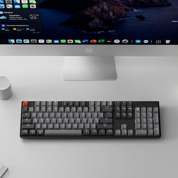 Keychron K10 Full Size 104 Keys Bluetooth Wireless Mechanical Gaming Keyboard for Mac Windows with Keychron Silent K Pro Red Switch, Multitasking/White LED Backlight/USB C Wired Computer Keyboard - Image 7