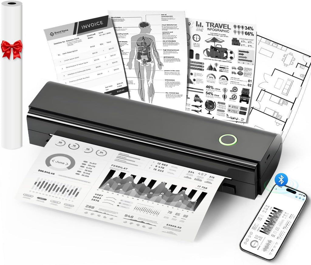 Portable Printers Wireless for Travel, N80 Bluetooth Thermal Printer by NDYIN