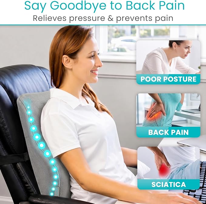 Vive Full Lumbar Pillow - Memory Foam Contour Support Cushion for Lower Back Pain | Back Pain - Image 5