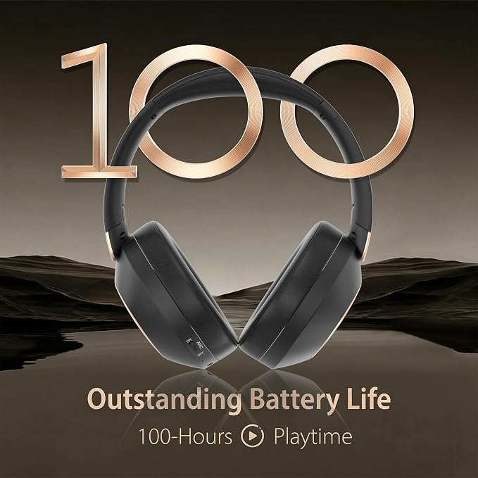 Active Noise Cancelling Headphones, 100H Playtime Headphones Wireless Bluetooth, Bluetooth Headphone with Mic, Over Ear Wireless Headphone with Deep Bass,Fast Charging for Travel - Image 4