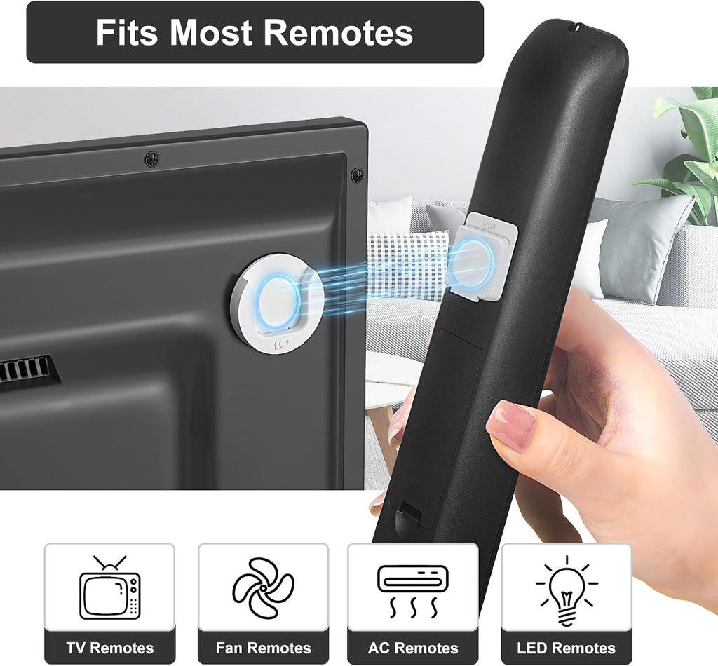 Magnetic Remote Control Holder Wall Mount, 4 Pack Upgrade Remote Control Organizers Storage Self-Adhesive TV Remote Control Caddy for Back of TV White - Image 2