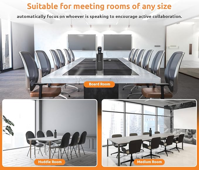 TOUCAN 360-Degree Video Conference Camera, 1080p HD Webcam with 4 Noise Reduction Mics, Speaker, AI Tracking, Works with Zoom, Google Voice, Microsoft Teams and More, for PC/Mac/Tablet - Image 6