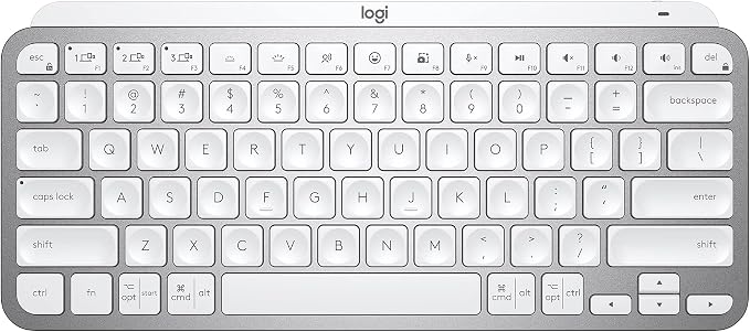 Logitech MX Keys Mini Minimalist Wireless Illuminated Keyboard - Pale Gray | Minimalist, illuminated, compact, backlit, USB-C, compatible with iOS, Windows, Linux, Android, metal build by Unknown