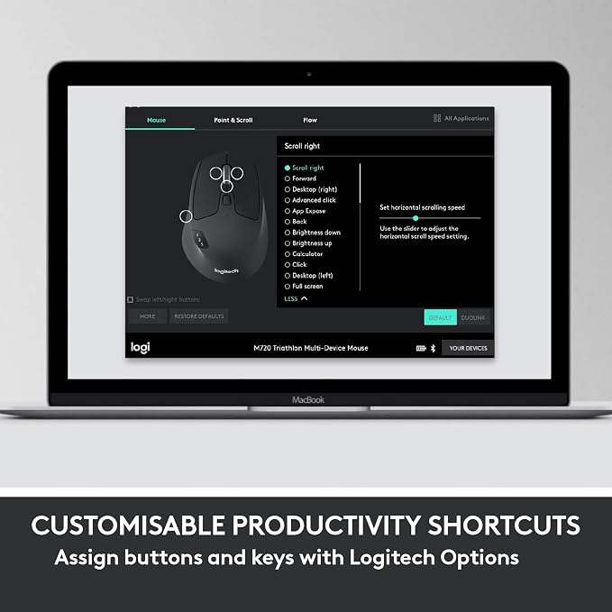 Logitech MK850 Performance Wireless Keyboard and Mouse Combo - Graphite | Connect via Bluetooth or included USB-A receiver, oversized wave-shaped keyboard, full size mouse with 8 customizable buttons - Image 5