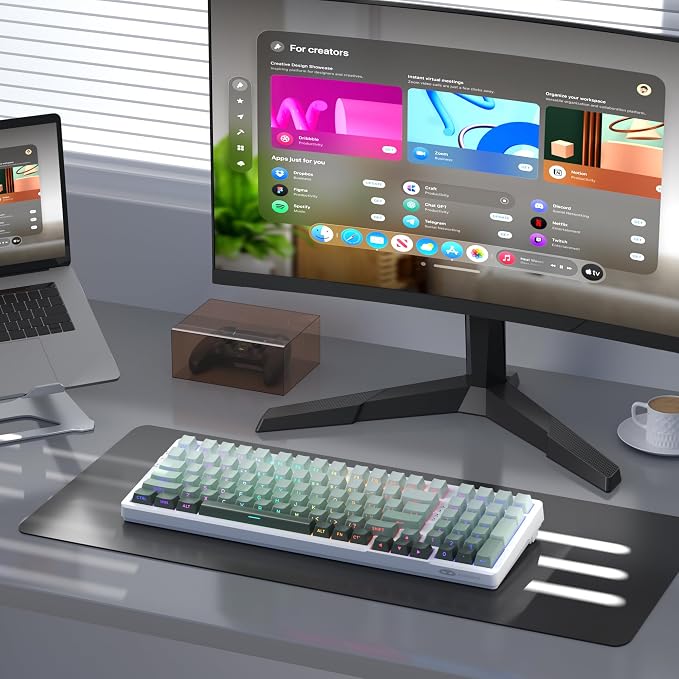 MageGee LIGHT100 Wireless Creamy Keyboard, Gasket Structure Hot Swappable, 2.4G/USB-C/BT5.0 RGB Backlit Mechanical Gaming Keyboard for Win/Mac/PC, 8000mAh Battery, Side Printed PBT Keycap, Green - Image 7