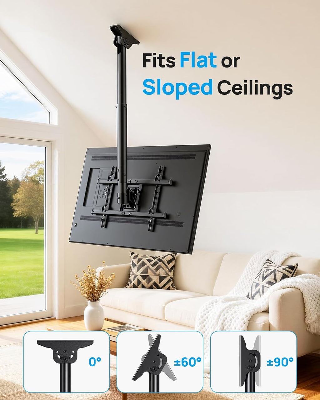 PERLESMITH Ceiling TV Mount for 37–75 inch TVs up to 110 lbs - Image 7