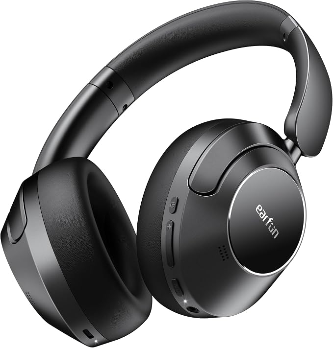 EarFun Wave Pro Active Noise Canceling Headphones, Wireless Over Ear Bluetooth Headphones, LDAC Hi-Res Sound, 5 Mics AI Clear Call, 80H Playtime, Multipoint Connection, Comfort Fit, Custom EQ via App | LDAC Hi-Res Sound, 5 Mics AI Clear Call, 80H Playt... by EarFun