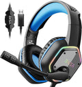EKSA E1000 Gaming Headset, Computer Headphones with Noise Canceling Mic & RGB Light, 7.1 Surround Sound, Compatible with PC, PS4 PS5 Console, Laptop (Blue) by EKSA