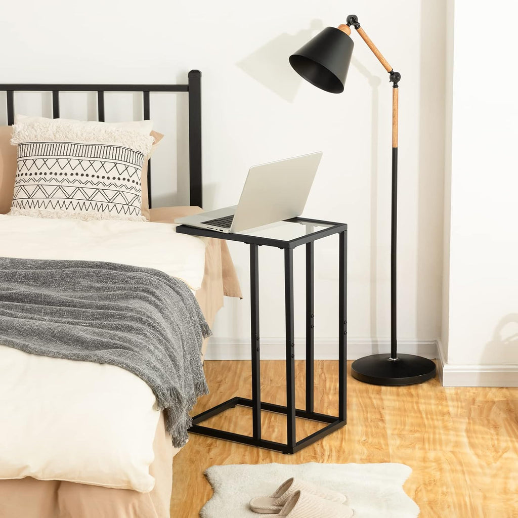 HOOBRO C Shaped End Table, Glass Side Table with Metal Frame - Image 6