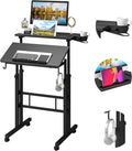 Klvied Adjustable Height Standing Desk with Cup Holder, Portable and Easy to Move, Ideal for Home or Office, Black by Klvied