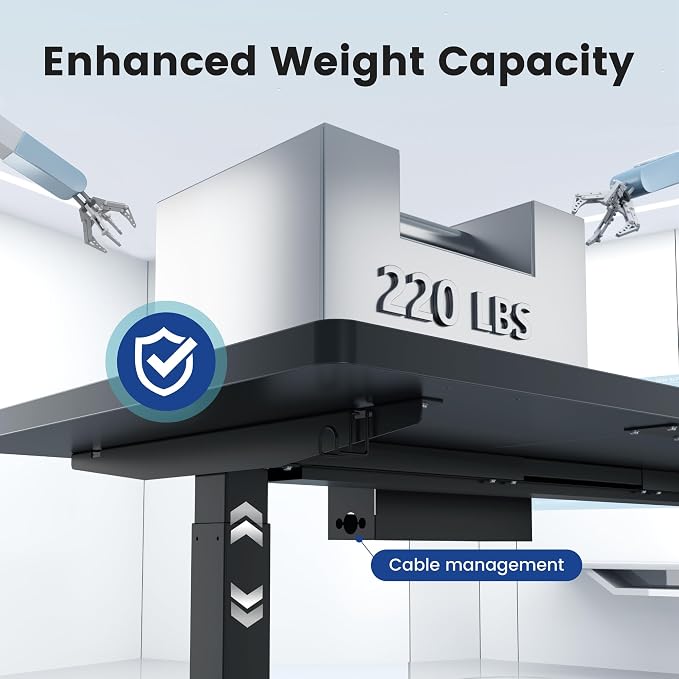 FEZIBO Standing Desk 71 × 37 Inch Electric Height Adjustable, Black | 1" Thick Large Adjustable Desk with Integrated Dual-Beam, Cable Management, Computer Desk for Home Office Workstation - Image 8