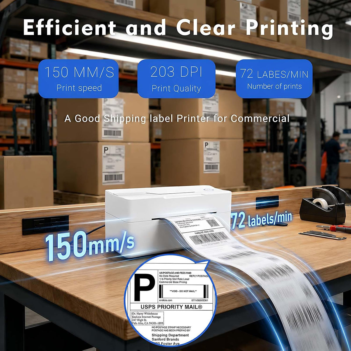 Forc Bluetooth Thermal Shipping Label Printer, 4x6, White - Image 4