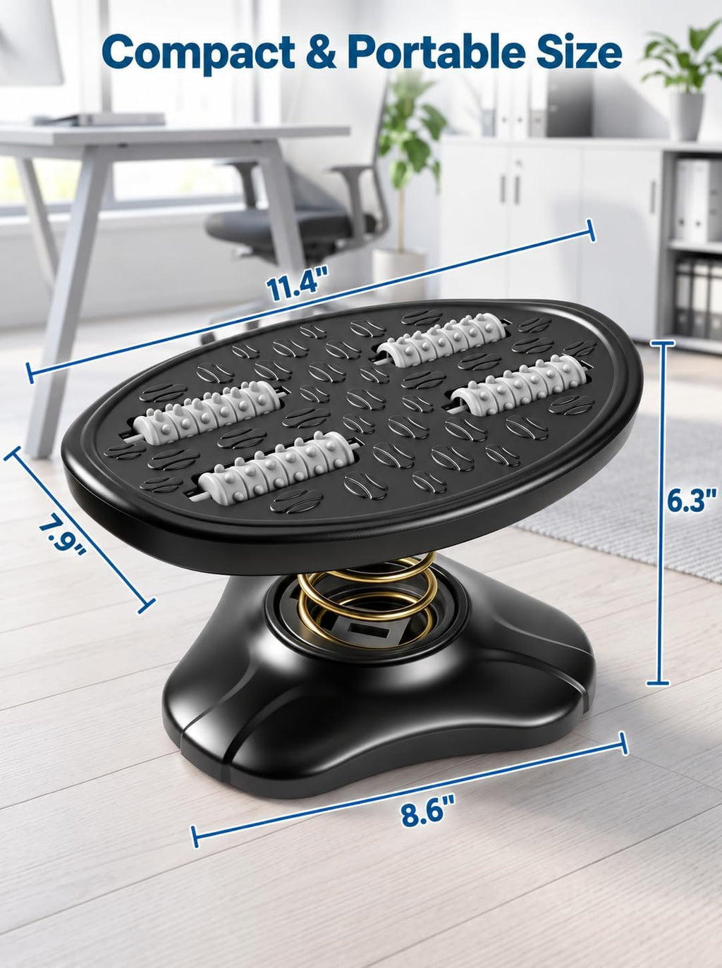Foot Rest Under Desk 360° Rocking Footrest with Massage Rollers - Image 6