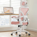 Ergonomic Office Chair, 330LBS Desk Chair with 3-Level Lumbar Support & Headrest, Breathable Mesh Backrest, Flip-Up Armrests for Home Office and Gaming, Pink by PKPTHomeOfficeChair