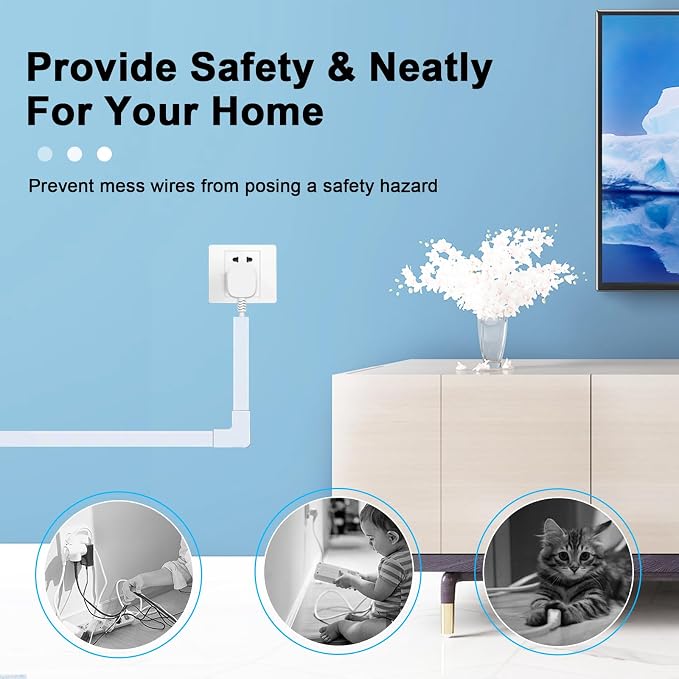 Cord Hider, RAZCC 315 Inch Cable Cover Raceway Kit for Cable Management, Wire Covers for Cords, Cord Covers for Wires on Wall, Simple and Easy Installation, 20 Pack Wire Hider, White - Image 7