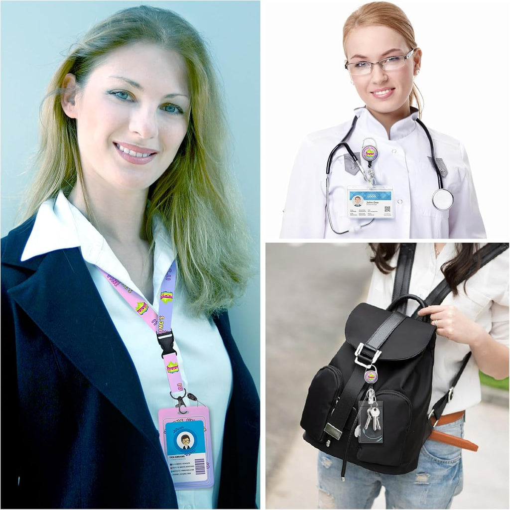 Dumpster on Fire Purple Lanyards for ID Badges and Keys, Retractable Badge Reel Heavy Duty with Carabiner Clip, Funny I'm Fine ID Badge Holder with Lanyard, Teacher Nurse Women Office Gifts - Image 2