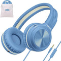 SIMOLIO Manyshare Series- Over-Ear Kids Headphones with Microphone & Share Port, Volume Limited Plug in Headphones Wired, Foldable Corded Stereo 3.5mm Headset for Laptop PC Tablets Travel Boys (Blue) by SIMOLIO