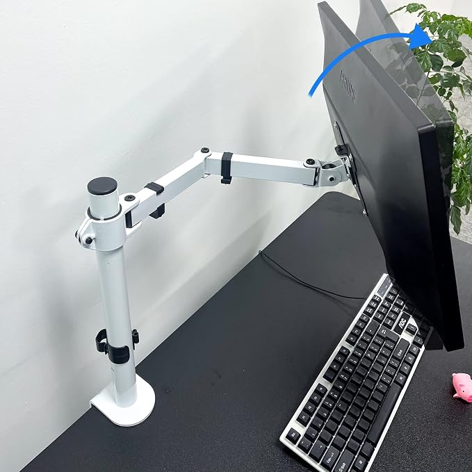 Suptek Single Monitor Arm Desk Mount Fully Adjustable Monitor Stand for 1 / One Screen up to 13" to 32" Extra Tall 15.75 inch Pole,VESA 75x75mm or 100x100mm,White (MD9421W) - Image 7
