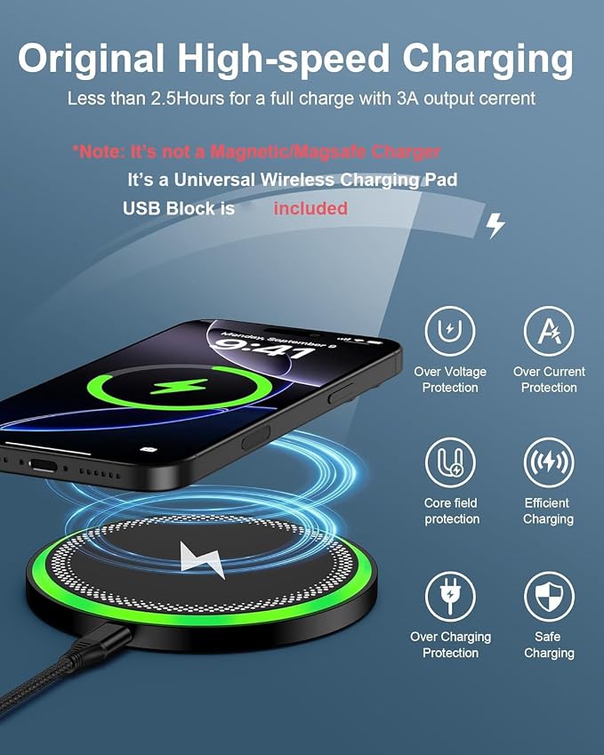 Wireless Charger Samsung S26, 15W Android Wire Less Charging Pad for Galaxy | Fast Charging Station with Block for S26 Ultra S25 S24, Google Pixel 10 Pro XL/9a Android iPhone 17 16 Cargador inalámbrico - Image 2
