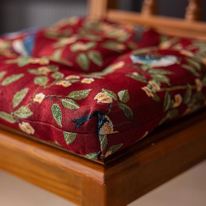 vctops Farmhouse Brid Print Chair Cushions with Ties U-Shaped Soft Comfortable Chair Pads Non Slip Seat Cushions for Indoor Dining Room and Kitchen Chairs (Red,18"x18") - Image 6