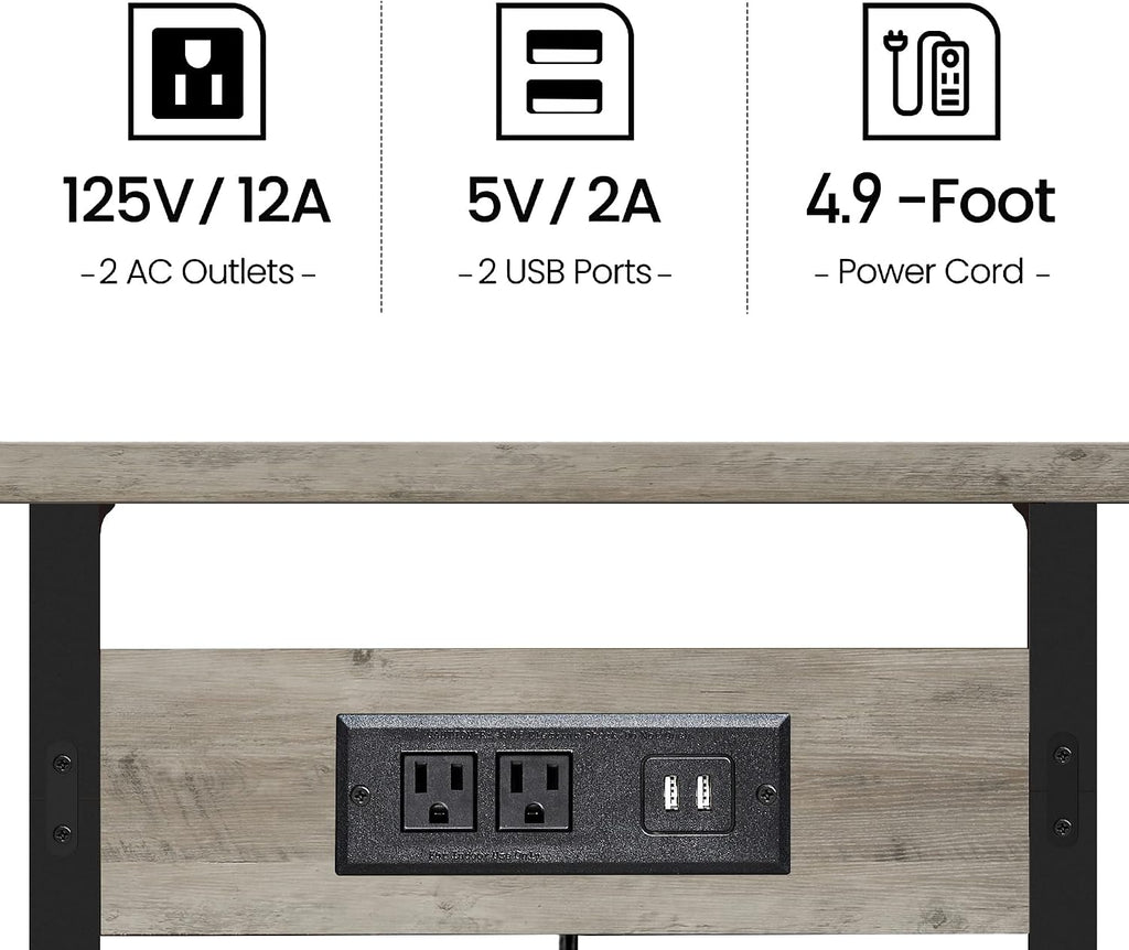 TUTOTAK C Shaped End Table With Charging Station, Set of 2, Couch Tv Tray With 2 USB Ports and Outlets, Sofa Side Table for Small Spaces, Living Room, Bedroom TB01BG0442 - Image 6