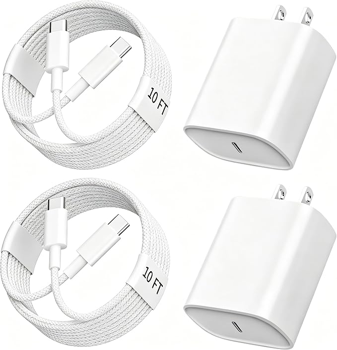 Phone 17 16 15 Charger Fast Charging,10 FT Long Braided USB C Charger Cord with 20W Type C Fast Phone Charging Block forPhone 17/17 Pro/17 Pro max/Air/Phone 16 15 Pro Max Plus, iPad,Android,Gray-White by Ubearkk