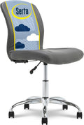 Serta Armless Small Home Desk Chair with Wheels, Ergonomic Mesh Back Chair | Essentials, Leather & Foam Cushion Seat, Adjustable Height, Small Vanity Chair for Bedroom, Desk Chair for Small Spaces, Gray by Serta