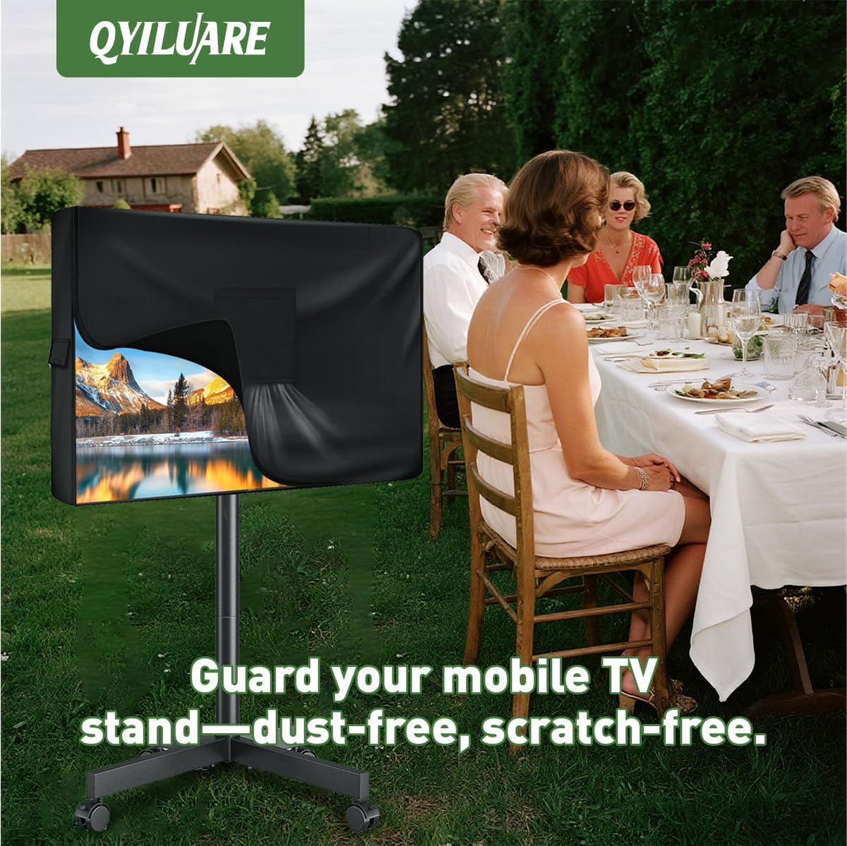 Mobile TV Stand Cover for 52-55 Inch TVs,Waterproof TV Cover for Outdoor/Indoor Rolling TV Stand(52" L×32" H×7" W) - Image 6
