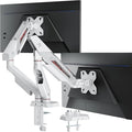 ARES WING Dual Monitor Arm for 17-35 Inch Flat Curved Screens, White | Fully Adjustable Monitor Mount for Ultrawide Screens up to 26.5lbs, C-Clamp & Grommet Base, 75/100 Vesa Mount by ARESWING
