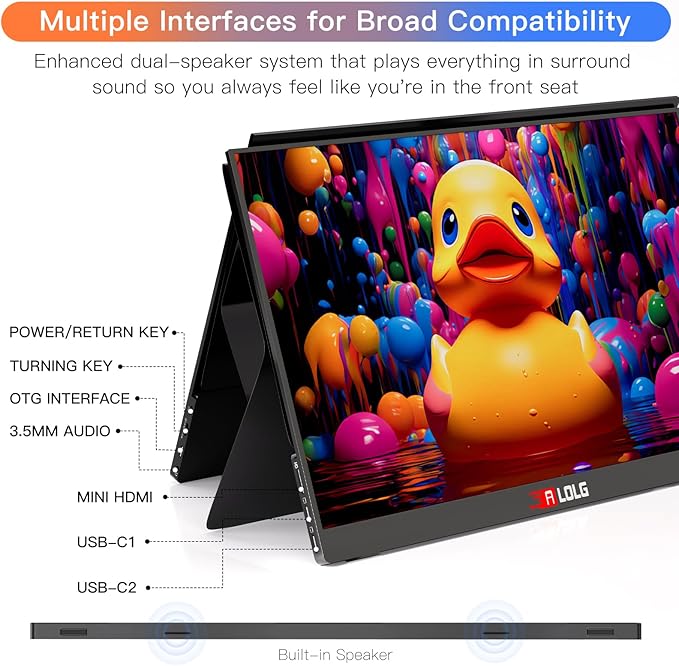 13.5" Portable Monitor for Laptop, 2K FHD 60Hz with USB-C & HDMI | Full-function USB-C one-cable video & power HDMI port, for laptops, phones, PS5, Switch, Xbox without extra adapters - Image 2