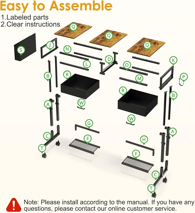 Small Rolling Standing Desk, Height Adjustable Mobile Sturdy Desk with 2 Fabric Drawers & Storage Shelf, Portable Sofa Side Laptop Table for Home Office, Small Spaces, 31.41"" x 15.74"", Rustic Brown - Image 9