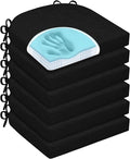 Chair Cushions for Dining Chairs, Non Slip Chair Pads with Ties and Washable Covers, Memory Foam Kitchen Chair Cushions Set of 6, 16"X16"X2.5", Black by HOMELYSIAN