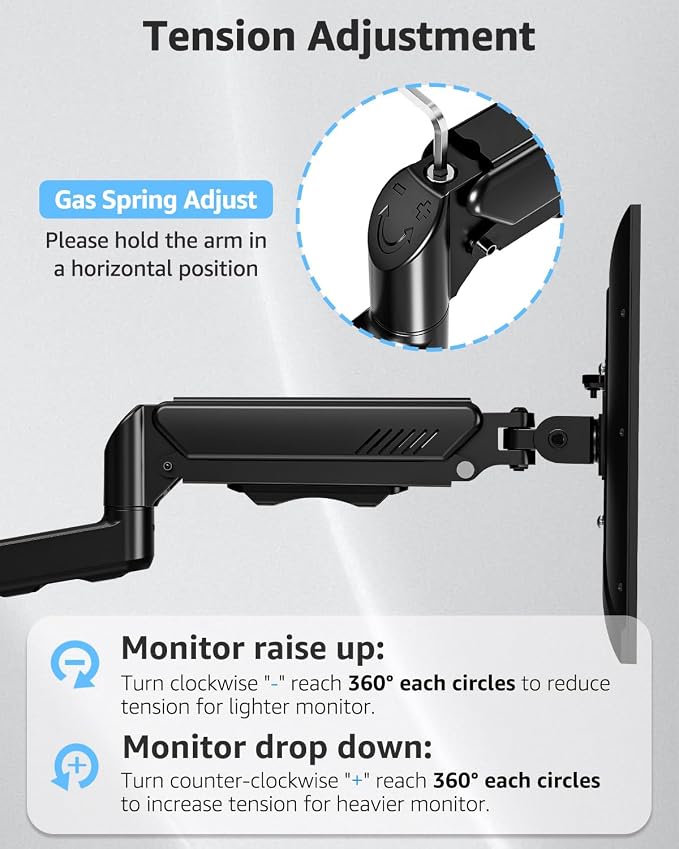 MOUNTUP Dual Monitor Wall Mount for 2 Max 32 Inch Computer Screen, Fully Adjustable Double Monitor Arm, Wall Mounted Monitor Holder Support 4.4-19.8lbs Display, VESA Bracket 75x75, 100x100 - Image 8