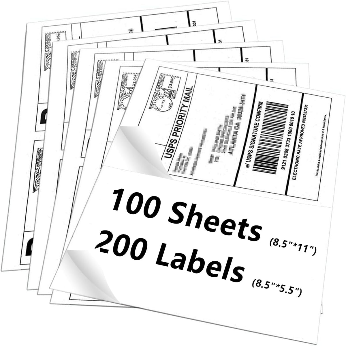 9527 Product 8.5" x 5.5" Half Sheet Self Adhesive Shipping Labels for Laser & Inkjet Printers, Easy to Peel Label, 100 Sheet 8.5 x 11 Address Labels, 2 Labels per Sheet (200 Labels) by 9527 Product