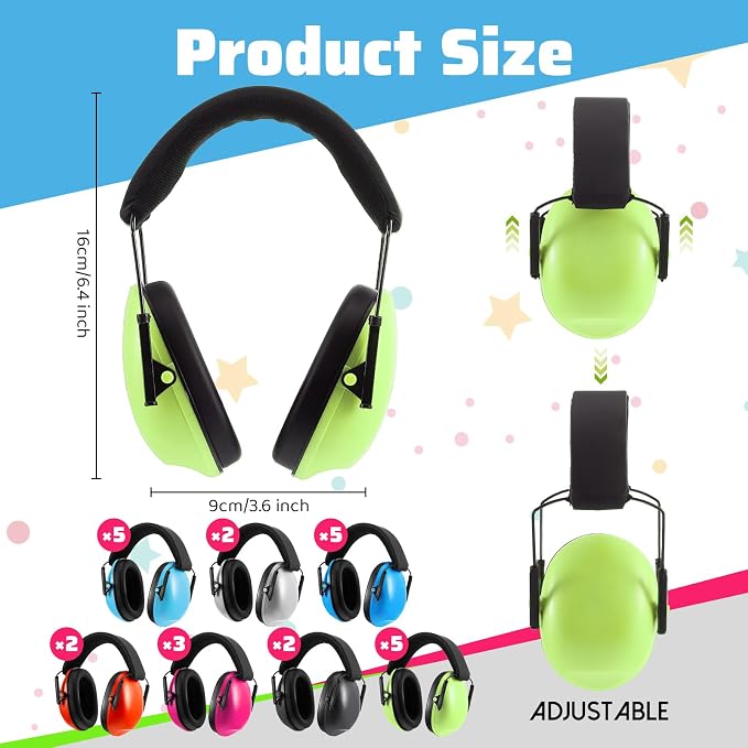 24 Pcs Kids Ear Protection Noise Cancelling Headphones Noise Reduction Ear Muffs 27dB Hearing Protection (7 Colors) - Image 2