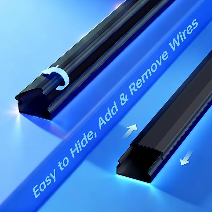 Delamu Black Cord Hider, 85in Cord Covers for 3-4 Wires on Wall, Large Cable Hider, Premium Wire Covers for Cords on Wall, Easy Set-up Cable Cover Raceway, TV Wire Hiders Wall, W1.18 H0.67in, Black - Image 4