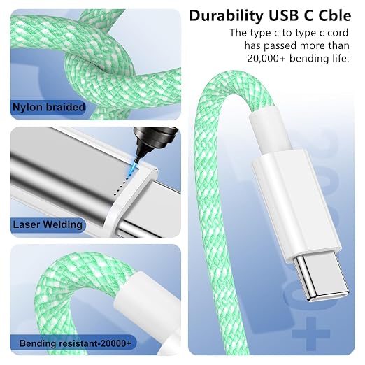 USB C to C Charger Cable 10ft, 60W Type C to C Fast Charging Cable Cord Long for Apple iPhone 17 Pro Max/17 Air/16 Pro Max/16 Pro/15 Plus/15 Pro Max/MacBook 2021/2020/2019,iPad Pro/Mini/Samsung Galaxy - Image 4
