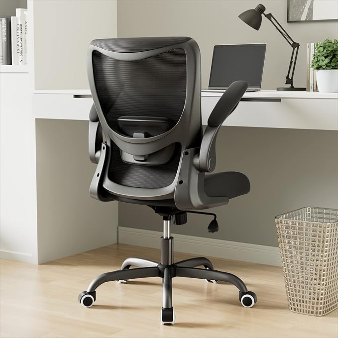 Office Chair, Ergonomic Desk Chair with Adjustable Lumbar Support and Flip up Armrest, Breathable Mesh Computer Chair for Home Office, Black by Unknown