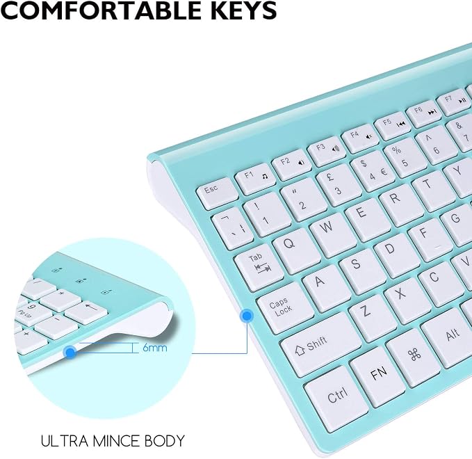 cimetech Wireless Keyboard and Mouse Combo, Compact Silent Ergonomic Scissor Switch Keyboard and Optical Mouse Set, 2.4G Lag-Free Cordless Keyboard Mice for Computer, Mac, Laptop, PC, Windows - Blue - Image 2