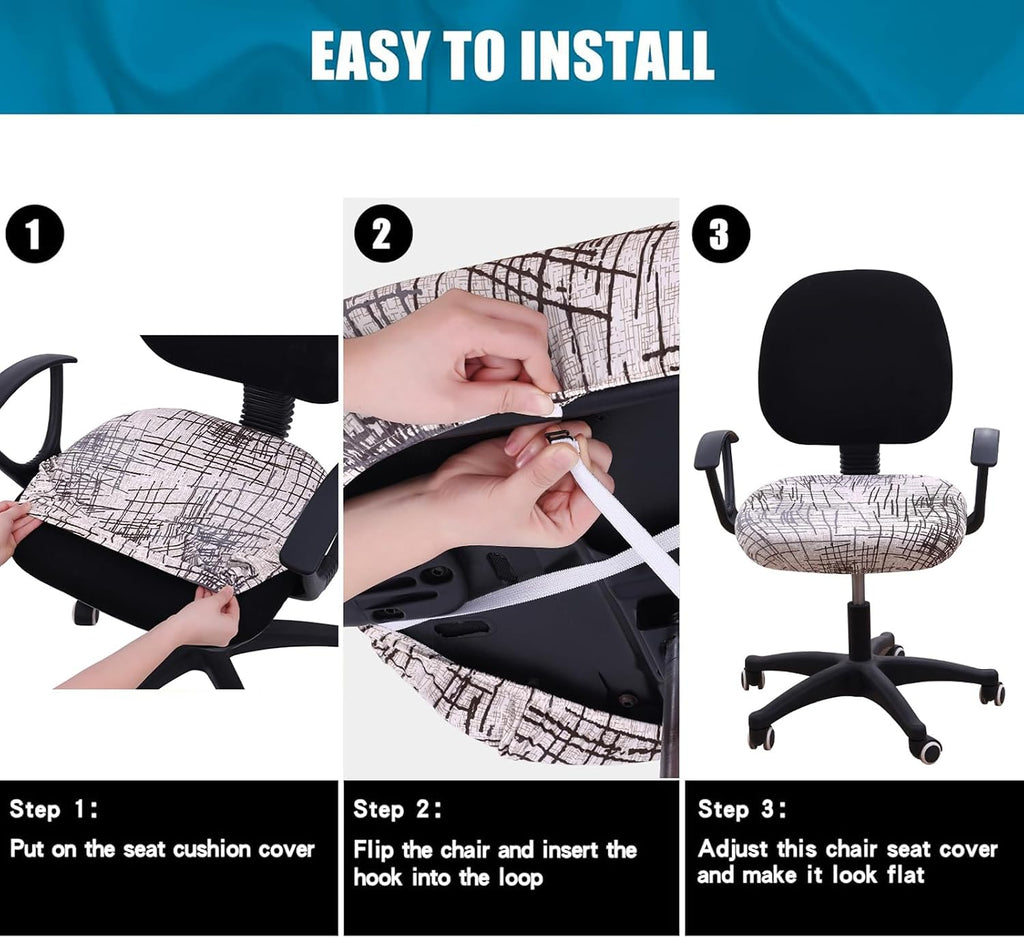 Smiry Stretch Printed Office Computer Desk Chair Seat Covers - Image 7