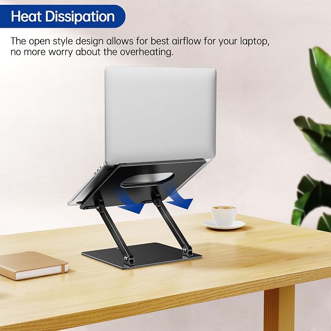 BESIGN LS10 Laptop Stand for Desk, Ergonomic Adjustable Notebook Tablet Stand, Foldable Laptop Riser, Portable Desktop Book Stands, Computer Holder Compatible with 10-14" Laptops, Black - Image 5