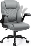 Leather Office Chair, PU Home Computer Desk Chairs with Ergonomic Back Support, 360°Swivel Free，Small Gaming Chair with Wheels and Adjustable Armrests, for Short People Use by BrickAttic