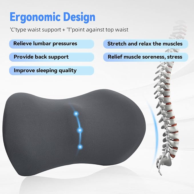 Lumbar Support Pillow for Office Chair and Car Seat, Lumbar Pillow with Adjustable Strap, Memory Foam Back Pillow for Lower Back Pain Relief, Back Support Pillow for Sitting, Driving, Traveling - Image 4