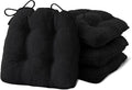 IPYNBAP Chair Cushions for Dining Chairs Set of 4, Kitchen Chair Cushions, Chair Pads with Ties and Non Slip Backing, Tufted Memory Foam Seat Cushion 4 Pack, 15.5" x 15.5" x 4", Black by IPYNBAP
