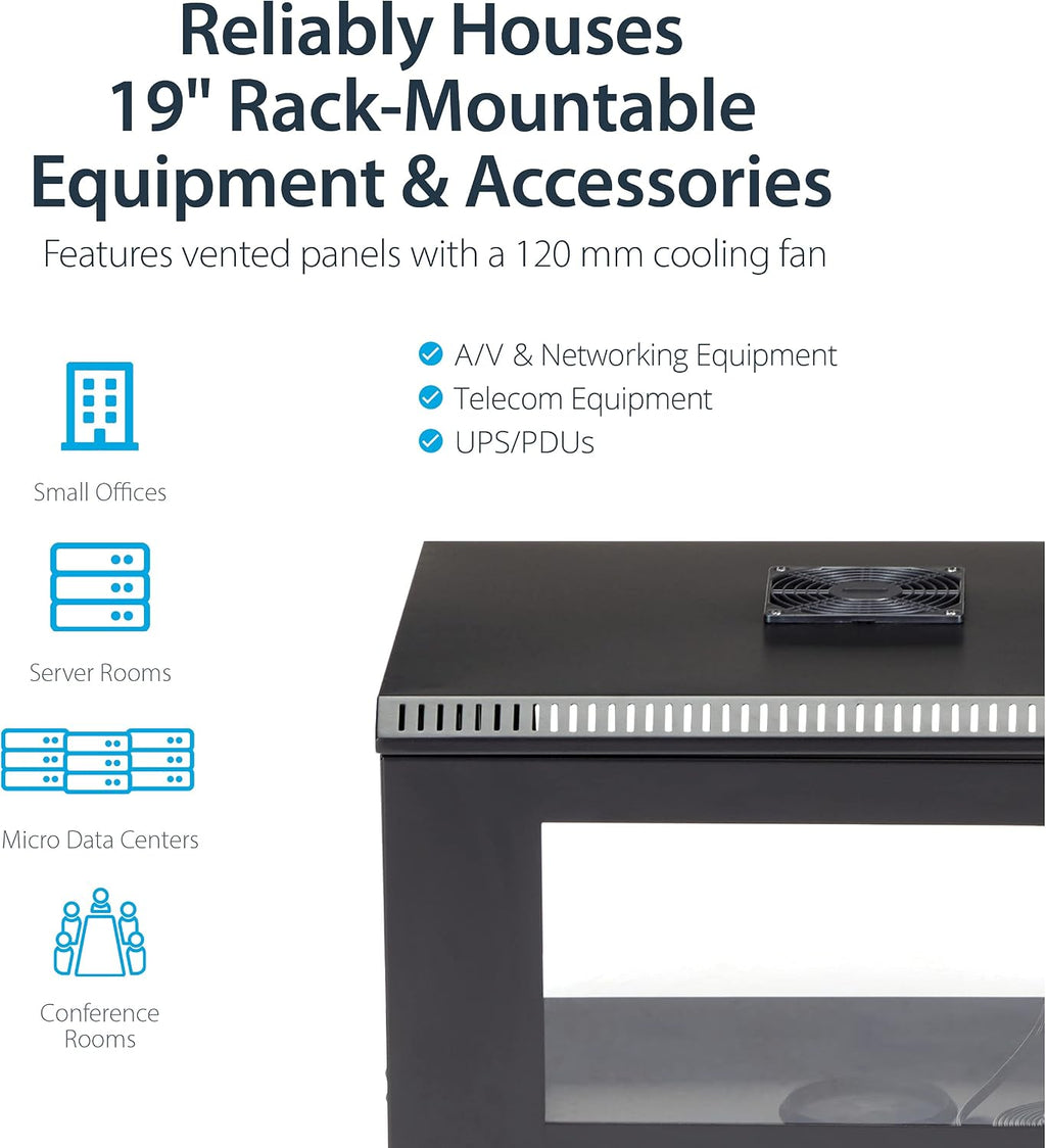 StarTech 6U Wall-Mount Cabinet, 19in, 2-Post, 11in Deep, 110lb (RK619WALL) - Image 4