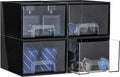 Vtopmart Black Small Stackable Storage Drawers for Cologne Organizer | Plastic Containers for Vanity, Dresser, Office Desk,Bathroom Countertop Organization, Ideal for Men's Room Decor by Vtopmart