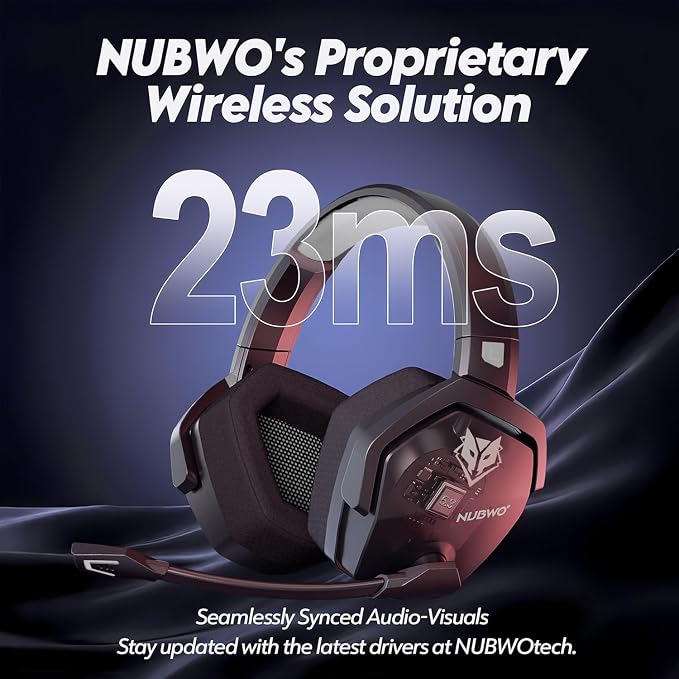 NUBWO Wireless Gaming Headset with Mic for Ps5 Ps4 PC, Zero Interference, 100-Hour Battery All-Day Play, 23ms Sync​ for Fortnite & Call of Duty/FPS Gamers, Triple Mode All Devices Compatible - Gray - Image 3
